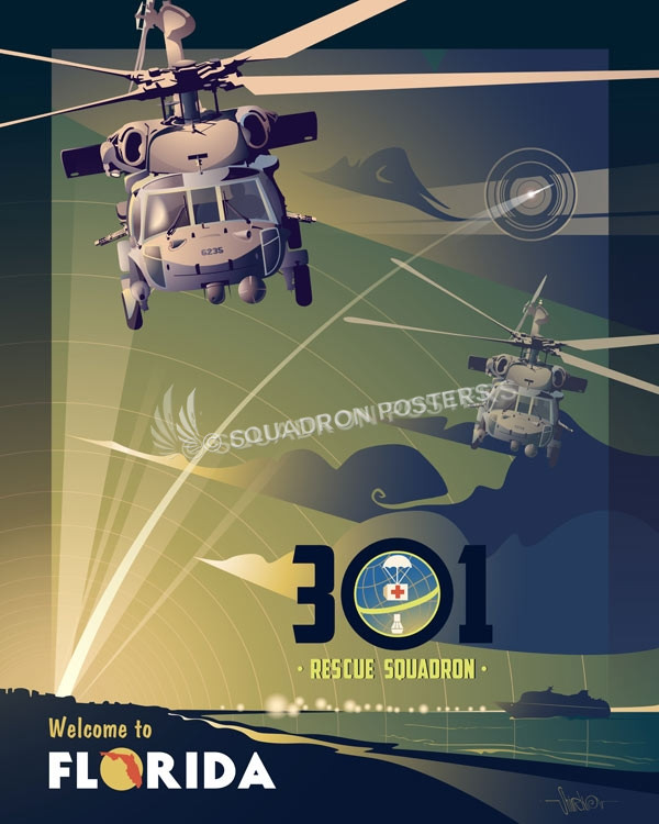 Patrick AFB 301 RQS Florida_MH-60_301_RQS_SP01005-featured-aircraft-lithograph-vintage-airplane-poster-art