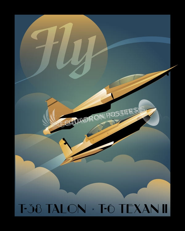 Fly_T-38_and_T-6_SP00862-featured-aircraft-lithograph-vintage-airplane-poster-art
