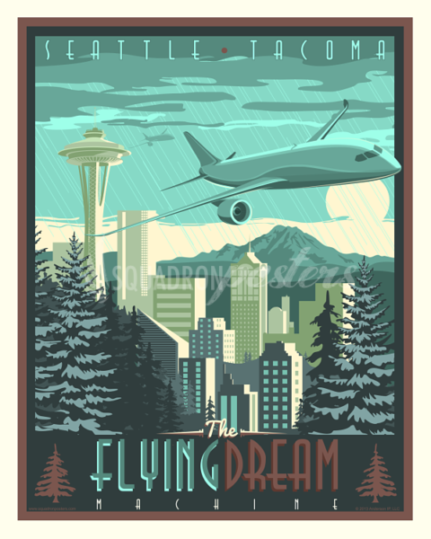 The Flying Dream Machine Seattle Poster - Squadron Posters