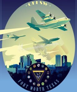NAS Fort Worth, CFLSW Fort_Worth_C-130T_C-40_C-37_FLSW_v1_SP01252-featured-aircraft-lithograph-vintage-airplane-poster-art