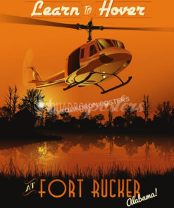 Fort Rucker Learn to Hover UH-1 Huey poster art.