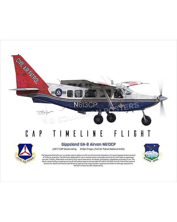 Gippsland GA-8 Airvan N613CP 16x20 FINAL Ron Finger SPN02318MFEAT-jet-black-aircraft-lithograph