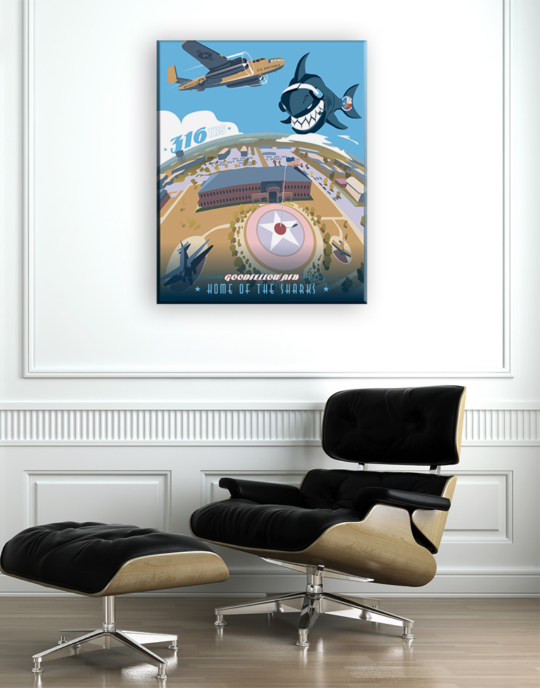 Goodfellow AFB 316th Training squadron vintage style military aviation canvas travel poster by Squadron Posters sp01172