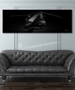 CH-47 Jet Black Super Wide Canvas Print