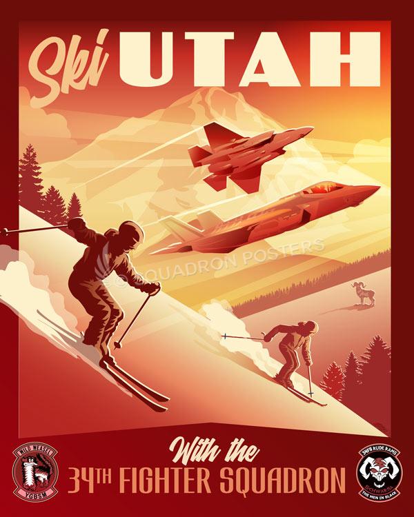 Hill-AFB-F-35A-34th-FS-featured-aircraft-lithograph-vintage-airplane-poster