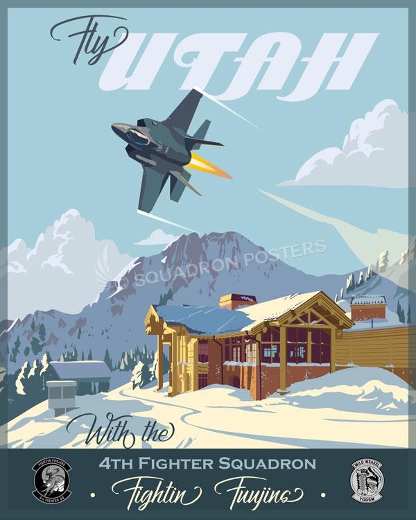 Hill-AFB-Utah-F-35-4th-FS-featured-aircraft-lithograph-vintage-airplane-poster