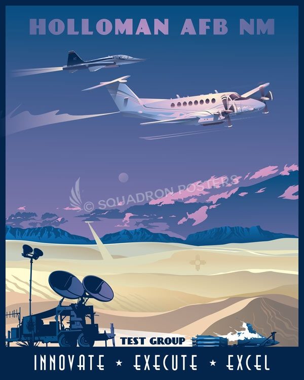 Holloman AFB Test Group Holloman_AFB_New_Mexico_C-12_T-38_SP01379-featured-aircraft-lithograph-vintage-airplane-poster-art