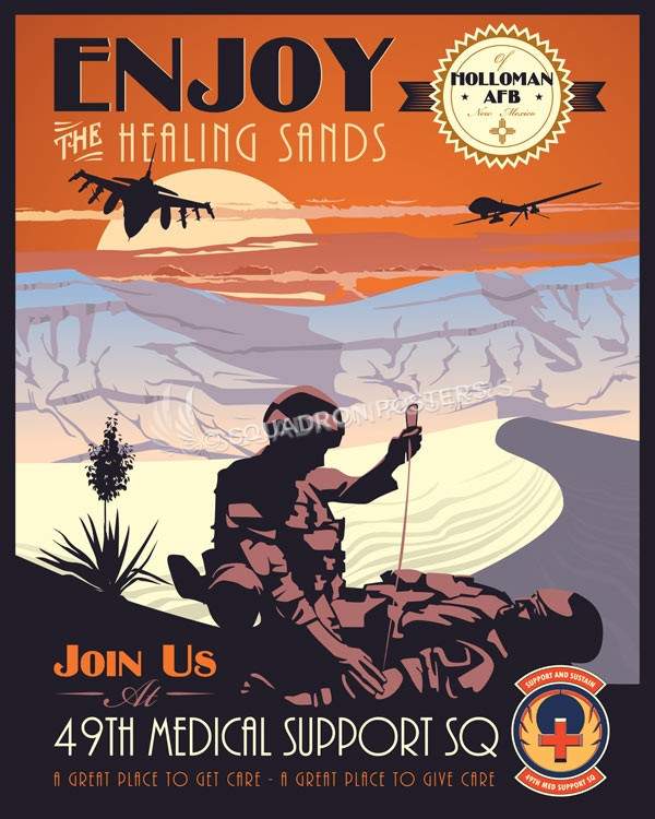 Holloman AFB 49th Medical Support Squadron Holloman_F-16_MQ-1_49th_Med_Support_Sq_SP01040-featured-aircraft-lithograph-vintage-airplane-poster-art