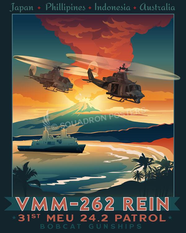 VMM-262 REIN UH-1 Lead Art by - Squadron Posters!