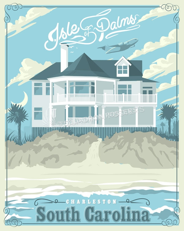 Isle of Palms Travel print SP00704 feature-vintage-print