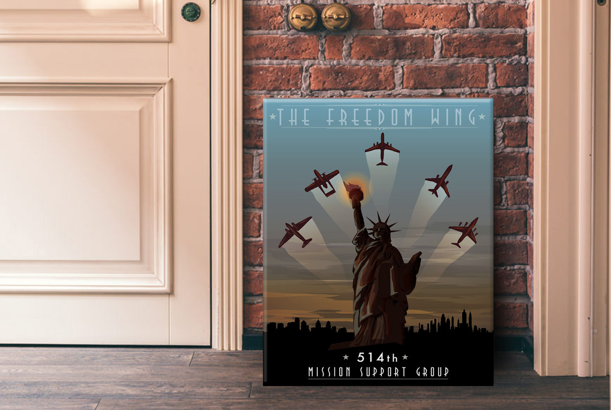 JB McGuire, 514th Mission Support Group canvas travel poster art SP01034