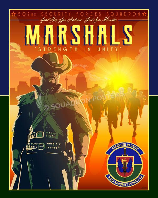 JB-San-Antonio-Ft-Sam-Houston-502d-SFS-Marshals-featured-aircraft-lithograph-vintage-airplane-poster