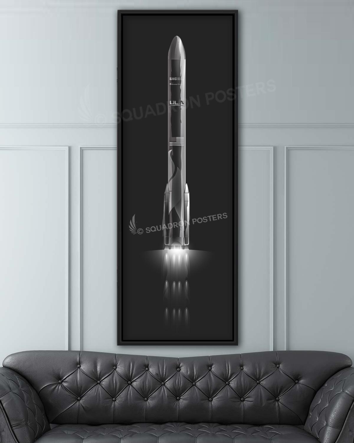 Jet Black ULA Rocket Lithograph Poster Artwork