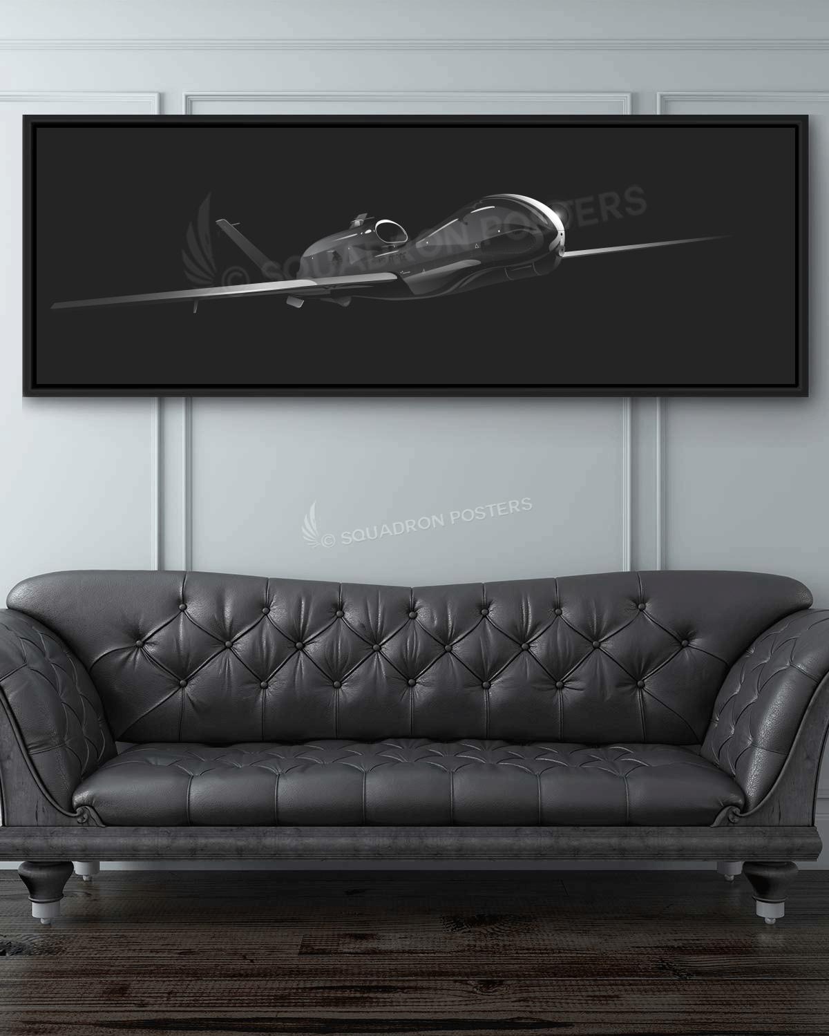 RQ-4 Global Hawk Side View Personalized Jet Black Lithograph Poster Artwork