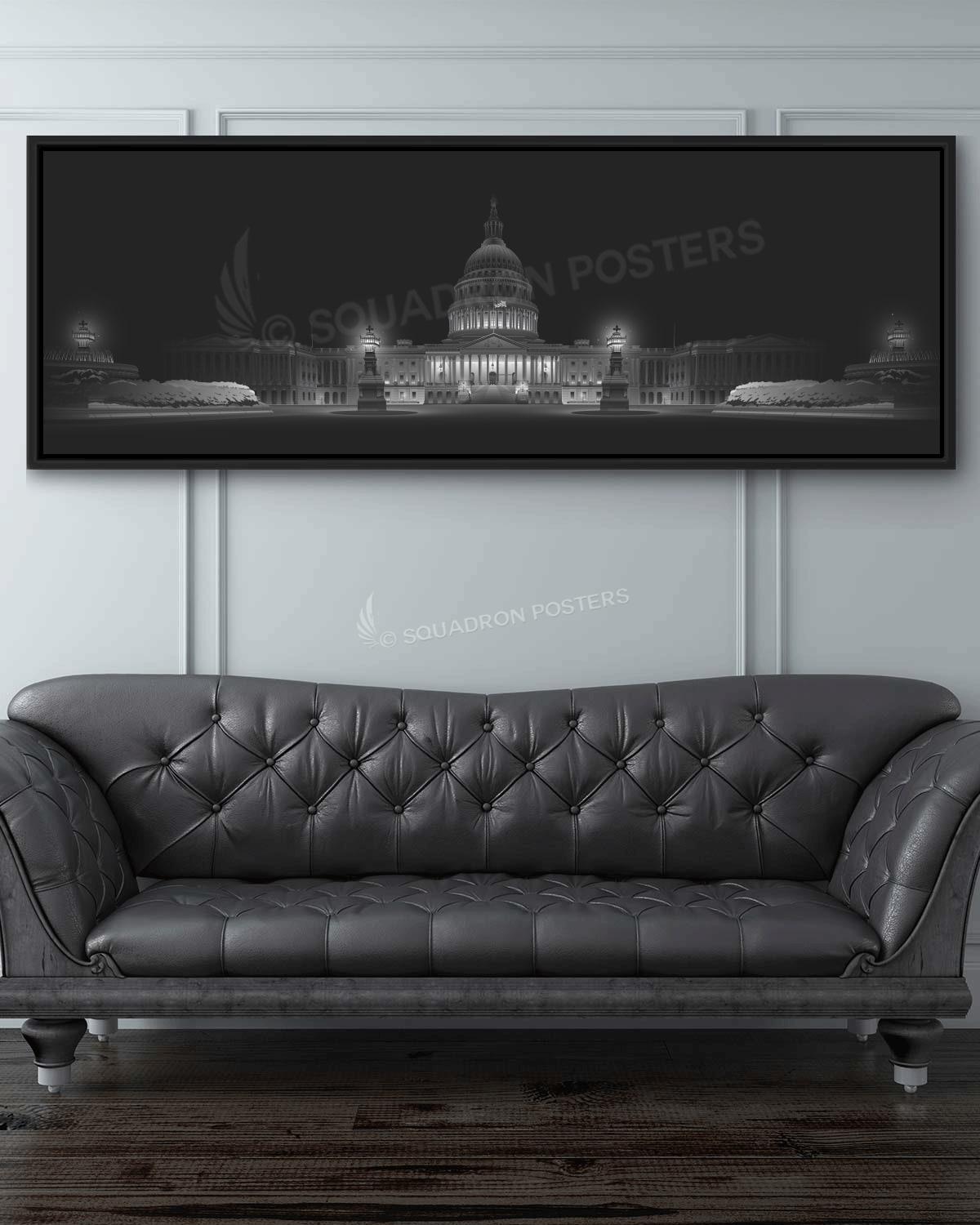 US Capitol Personalized Jet Black Lithograph Poster Artwork
