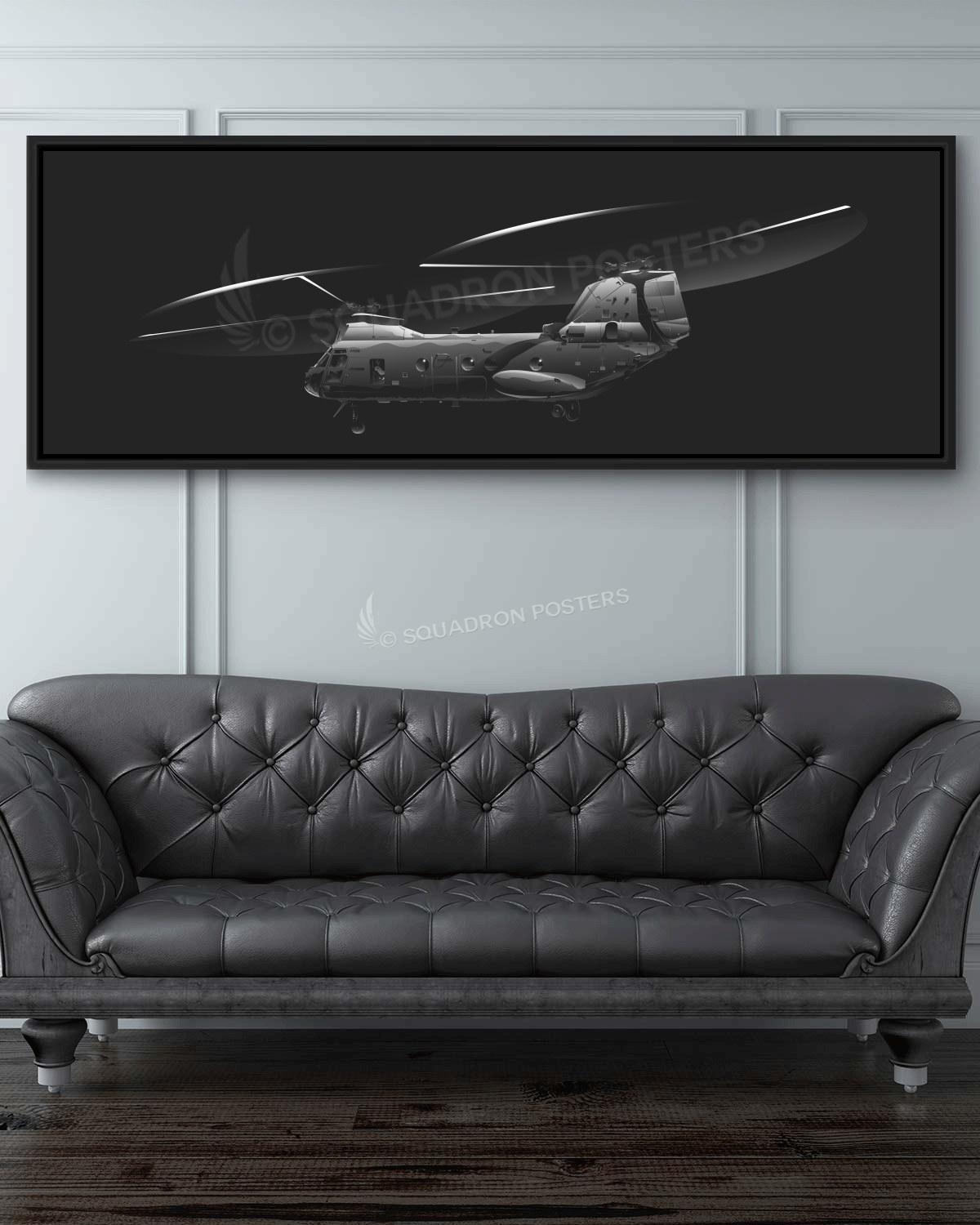 CH-46 Chinook Jet Black Lithograph Poster Artwork