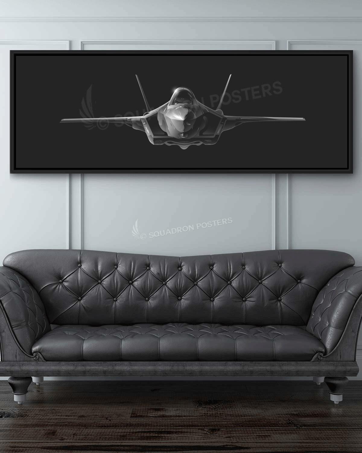 Jet Black F-35 Head On Personalized Lithograph Poster Artwork