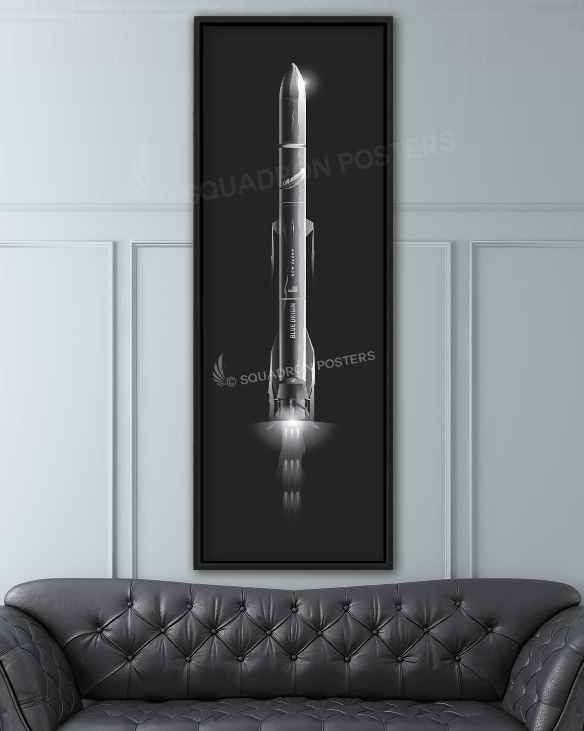 Jet Black Blue Origin Rocket Lithograph Poster Artwork