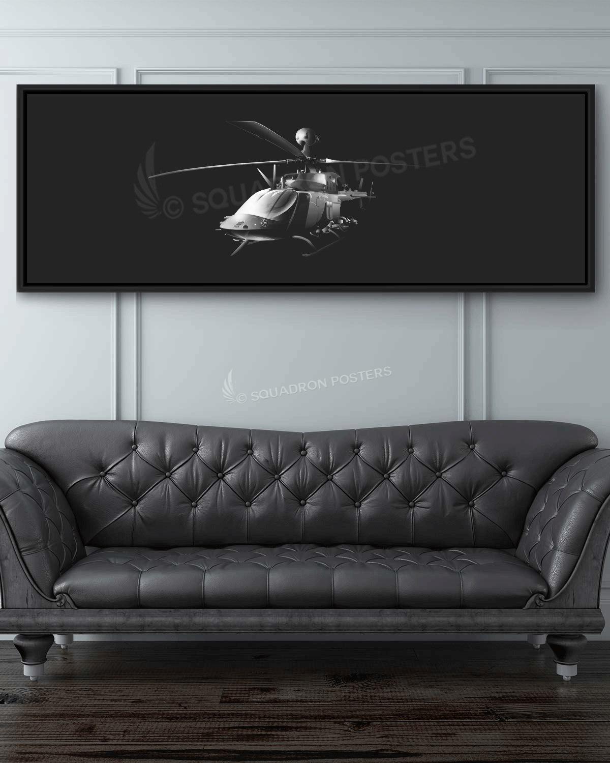 OH-58 Kiowa Warrior Personalized Jet Black Lithograph Poster Artwork