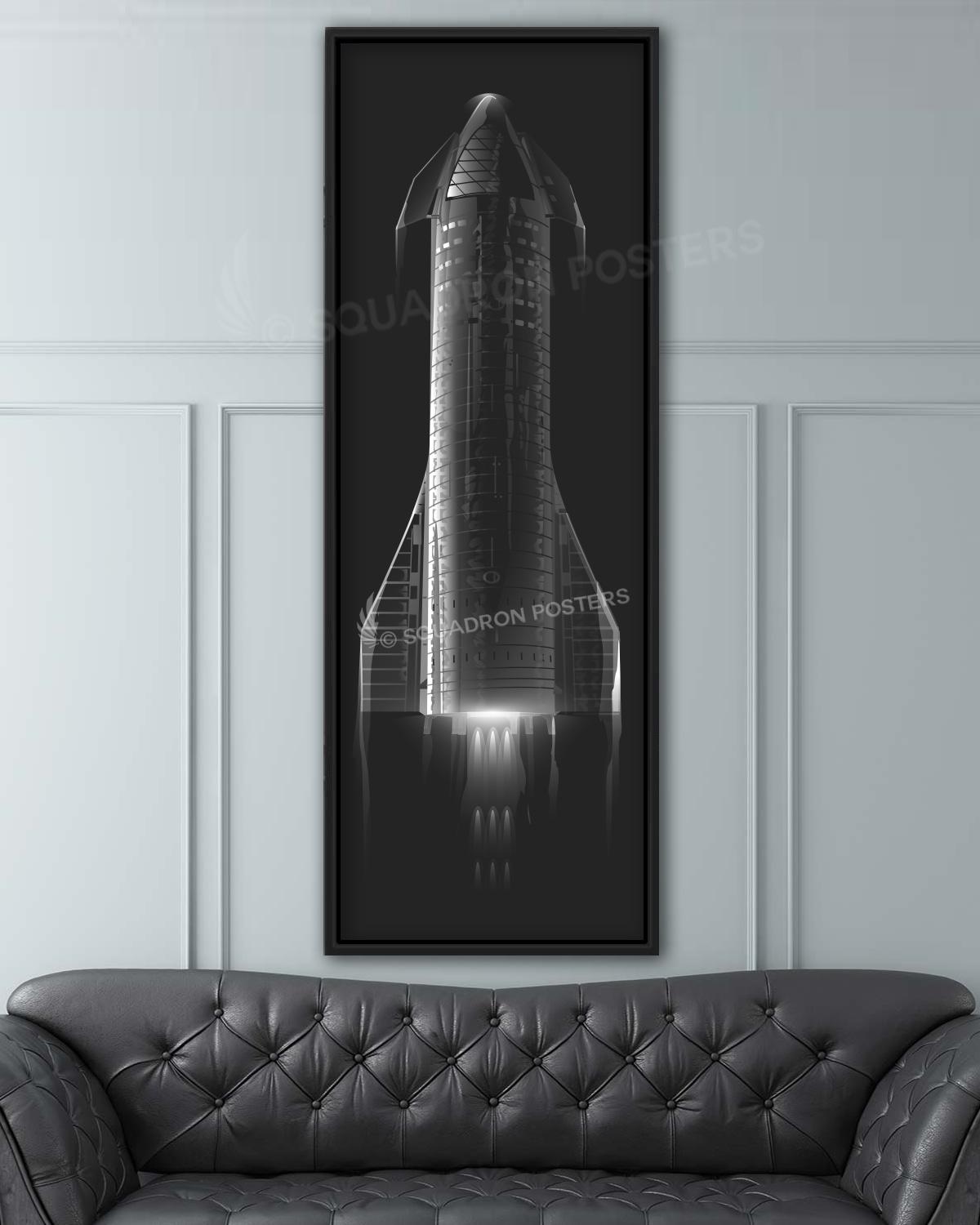 Starship Launch Jet Black Lithograph Poster Artwork