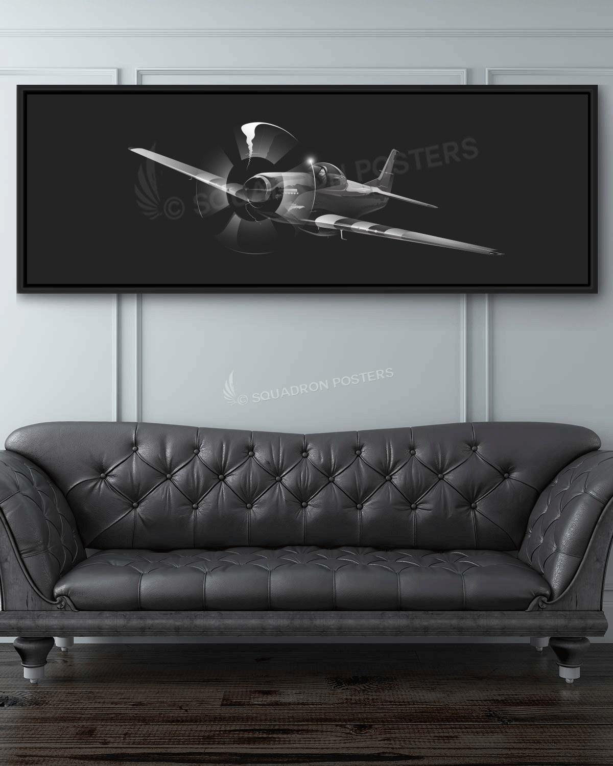 P-51 Mustang Angled Personalized Jet Black Lithograph Poster Artwork