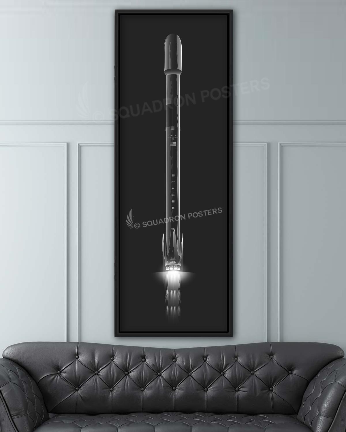 Falcon 9 Jet Black Lithograph Poster Artwork