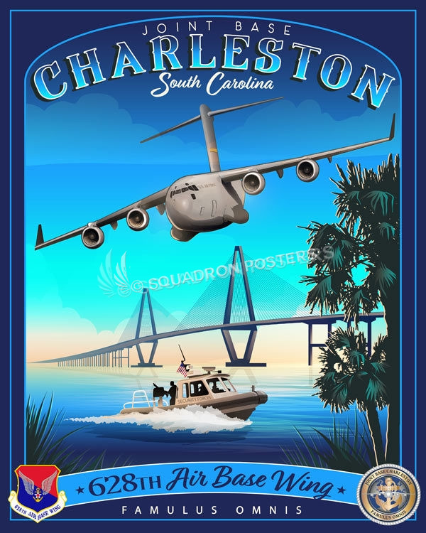 JB_Charleston_C-17_628th_ABW_16x20_FINAL_Sam_Willner_SP01702Mfeatured-aircraft-lithograph-vintage-airplane-poster