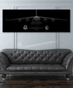 C-17 3rd AS Jet Black Super Wide Canvas Print JET_BLACK_Dover_AFB_3d_AS_C-17_60x20_SP01310-military-air-force-aviation-artwork-poster-jet-black-litho