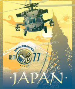 HSM-77 "Saberhawks" NAF Atsugi japan-mh-60r-hsm-77-sp00477-vintage-military-aviation-travel-poster-art-print-gift