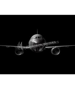 A320 commercial passenger Jet Black Lithograph