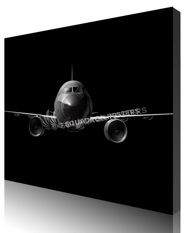 Jet Black Airbus 320 SP01529-featured-canvas-lithograph