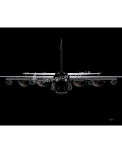 C-130 Rear View Jet Black Lithograph - Squadron Posters