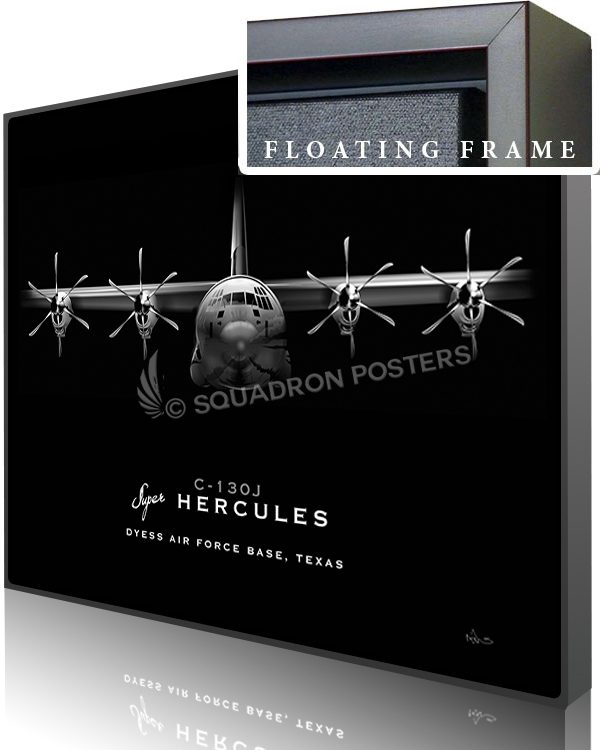 Jet Black Dyess AFB C-130J SP01324-featured-canvas-framed-aircraft-lithograph