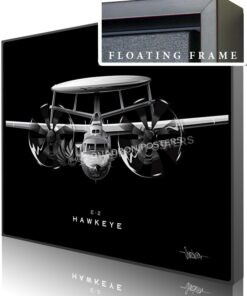 E-2 Hawkeye Jet Black Lithograph framed poster