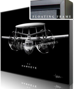 E-2 Hawkeye Jet Black Lithograph framed poster