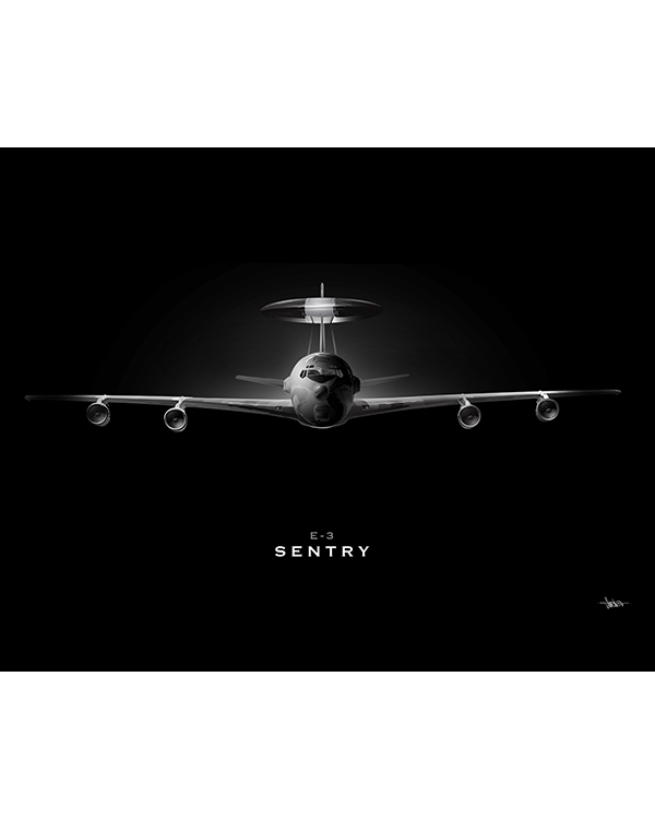 E 3 Sentry Awacs Jet Black Lithograph Squadron Posters
