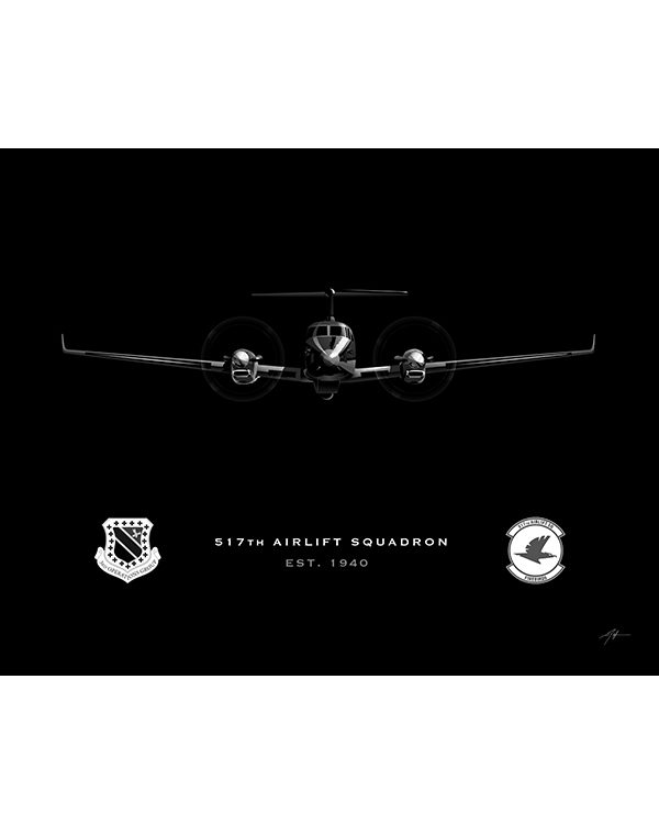 Elmendorf AB C-12 517th AS 20x16_R1 SP02050MFEAT-jet-black-aircraft-lithograph