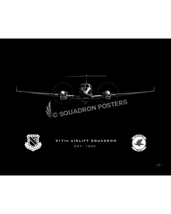 Elmendorf AB C-12 517th AS 20x16_R1 SP02050MFEAT-jet-black-aircraft-lithograph