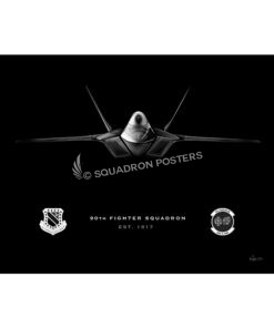 90th FS F-22 Jet Black Lithograph