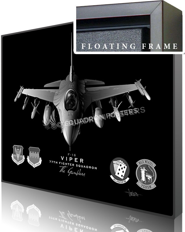 Jet Black F-16 77th FS SP01331-featured-canvas-framed-aircraft-lithograph-art