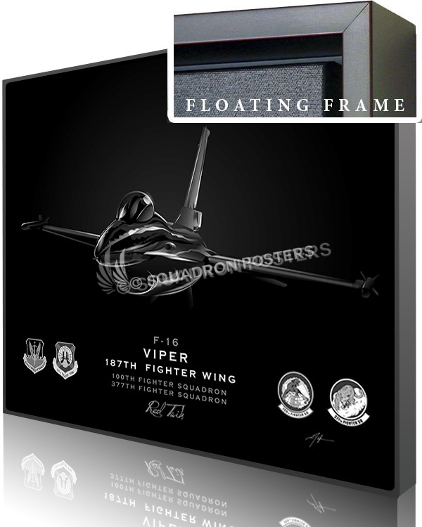 Jet Black F-16 Viper 100th Fighter SQ SP01257-featured-canvas-framed-aircraft-lithograph-art