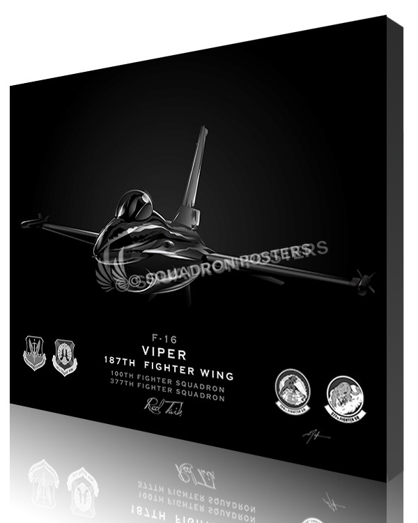 Jet Black F-16 Viper 100th Fighter SQ SP01257-featured-canvas-lithograph-art