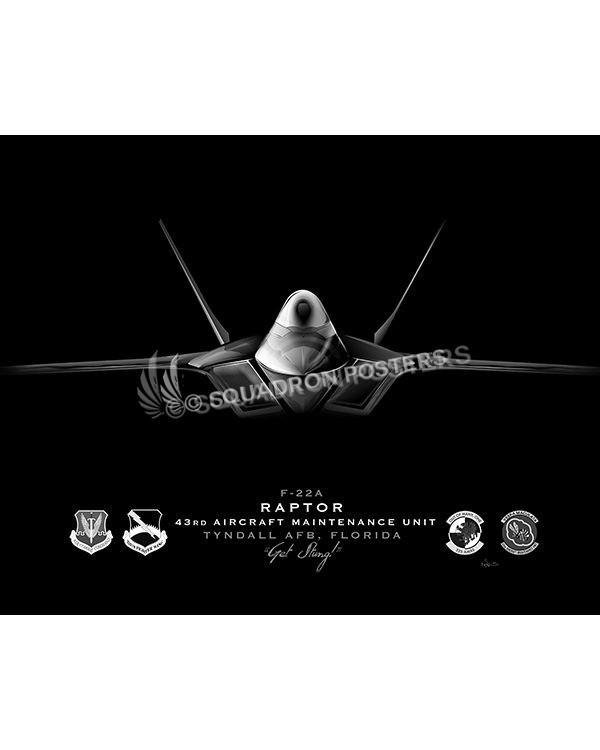 Jet Black F-22 Tyndall AFB 43d AMXS ModifySB SP01568-FEAT-jet-black-aircraft-lithograph-art