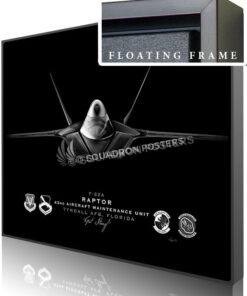 Jet Black F-22 Tyndall AFB 43d AMXS ModifySB SP01568-featured-canvas-framed-aircraft-lithograph-art