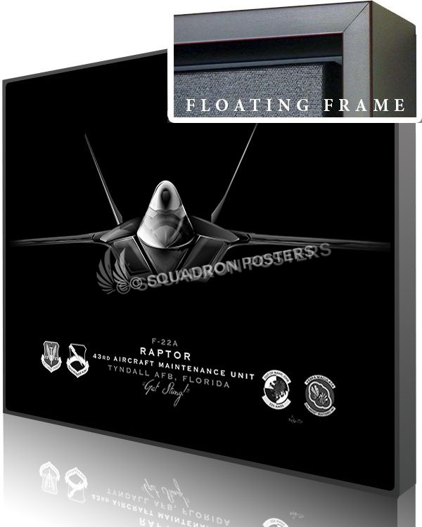 Jet Black F-22 Tyndall AFB 43d AMXS ModifySB SP01568-featured-canvas-framed-aircraft-lithograph-art
