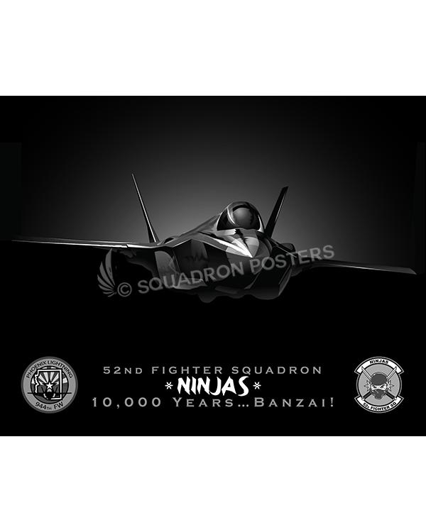 Jet Black F-35A 34th FS NINJAS Lithograph Art