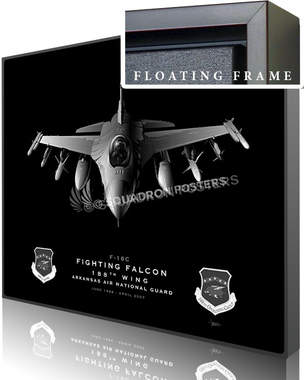 Jet Black Ft Smith AR F-16C 188th Wing SP01387-featured-canvas-framed-aircraft-lithograph
