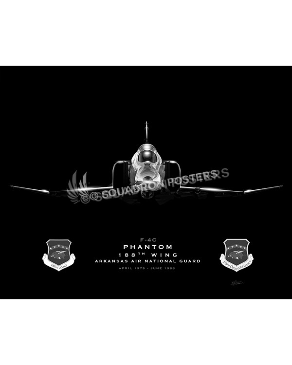 F-4 188th Wing Jet Black Lithograph Jet Black Ft Smith AR F-4 188th Wing SP01385-FEAT-jet-black-aircraft-lithograph