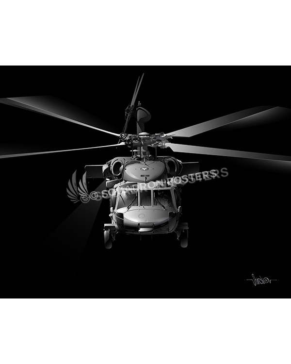 H-60 Jet Black Lithograph art poster print