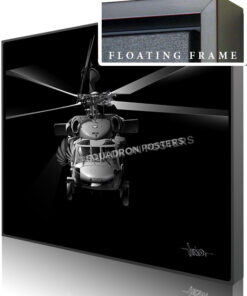 H-60 Jet Black Lithograph art canvas framed poster print